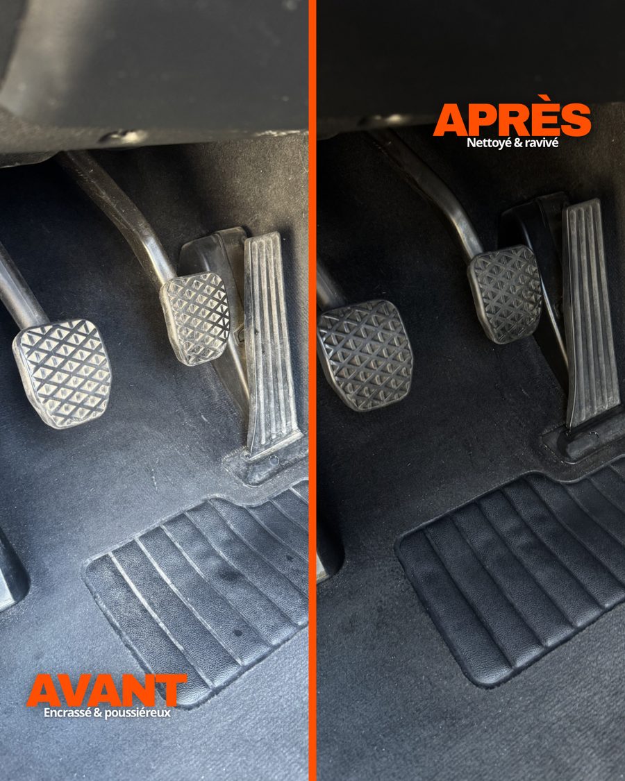 Avant après pédales et tapis de sol